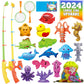 CozyBomB Magnetic Fishing Toys Game Set for Kids | Water Table Bathtub Kiddie Pool Party with Pole Rod Net, Plastic Floating Fis