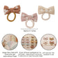 Baby Toddler Girls Hair Ties With Linen Bows Embroidered Flower,20 Pcs No Damage Elastic Nylon Hair Bands Ponytail Holders,Small