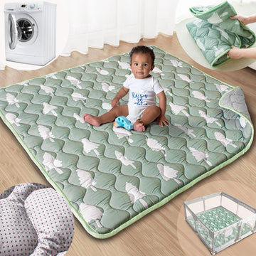 Beavtaens Baby Play Mat, 50x50 Playpen Mat with Super Soft Touch, Activity Mats with Upgraded Anti-Slip Bottom, Machine Washable