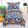 Wowelife Dinosaur Toddler Bedding Set For Boys Grey 4 Piece Toddler Bed Sets Blue Kids Toddler Comforter Set Breathable Soft Wit