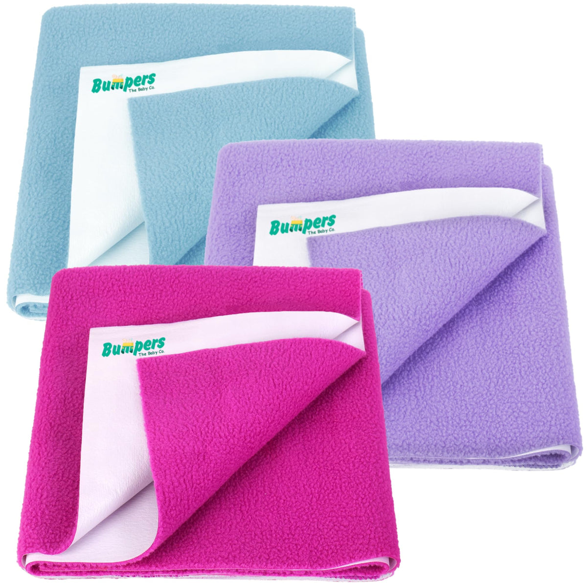Bumpers AntiPiling Quick Dry & Absorbent Sheet Polycotton Baby Bed Protecting Waterproof Mat (Rani Pink, Violet, Light Blue, Sm