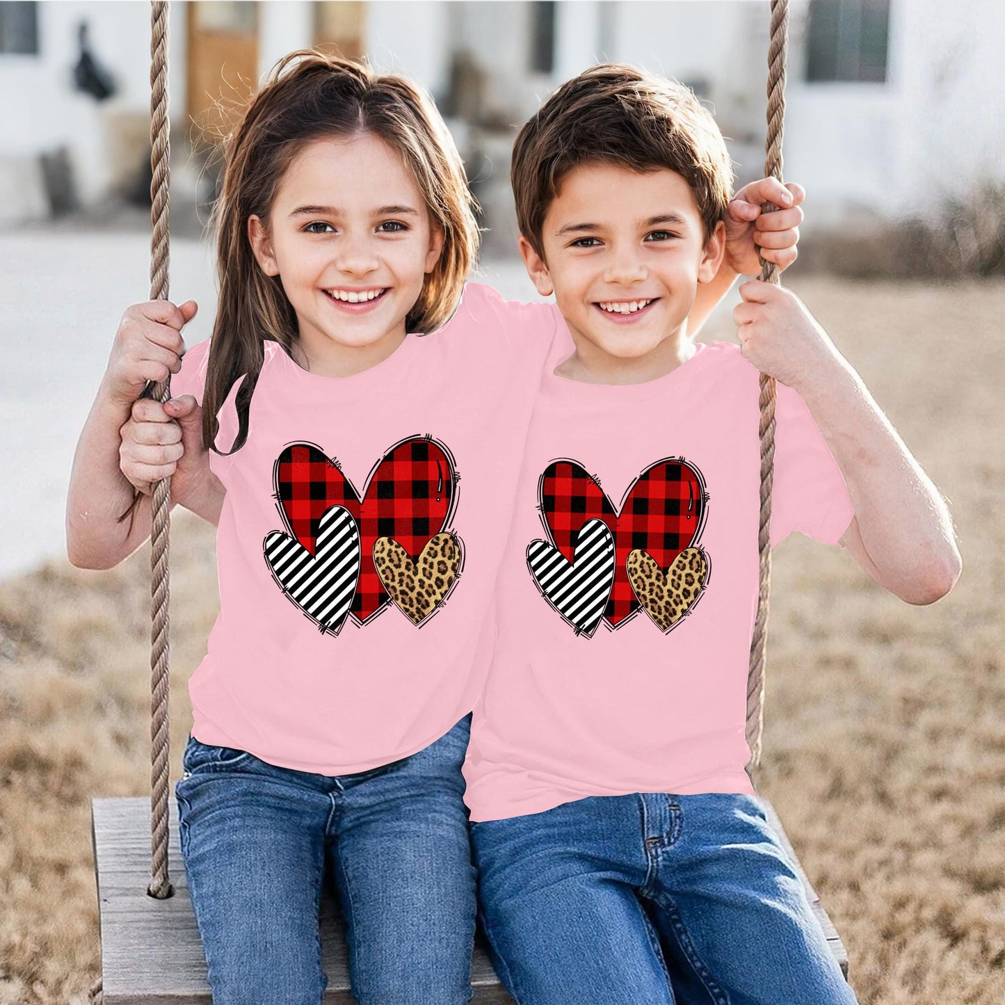 Toddler Valentine'S Day Shirts Boys Girls Love Heart Graphic T-Shirt Valentine Short Sleeve Tee Tops