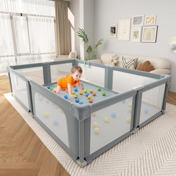 Seeday Baby Playpen with Mat for Babies and Toddlers, 73 x 61 Large Baby Play Pen Playard for Indoor & Outdoor with Soft Breatha
