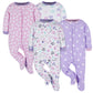 Onesies Brand Baby Girl'S 4-Pack Sleep 'N Play Footies Multi Pack, Rainbows, 0-3 Months