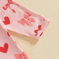 Doisbetthsay Valentines Day Baby Girl Outfit Long Sleeve Heart Print Romper Bodysuit Jumpsuit With Headband Baby Clothes (Bow Pi