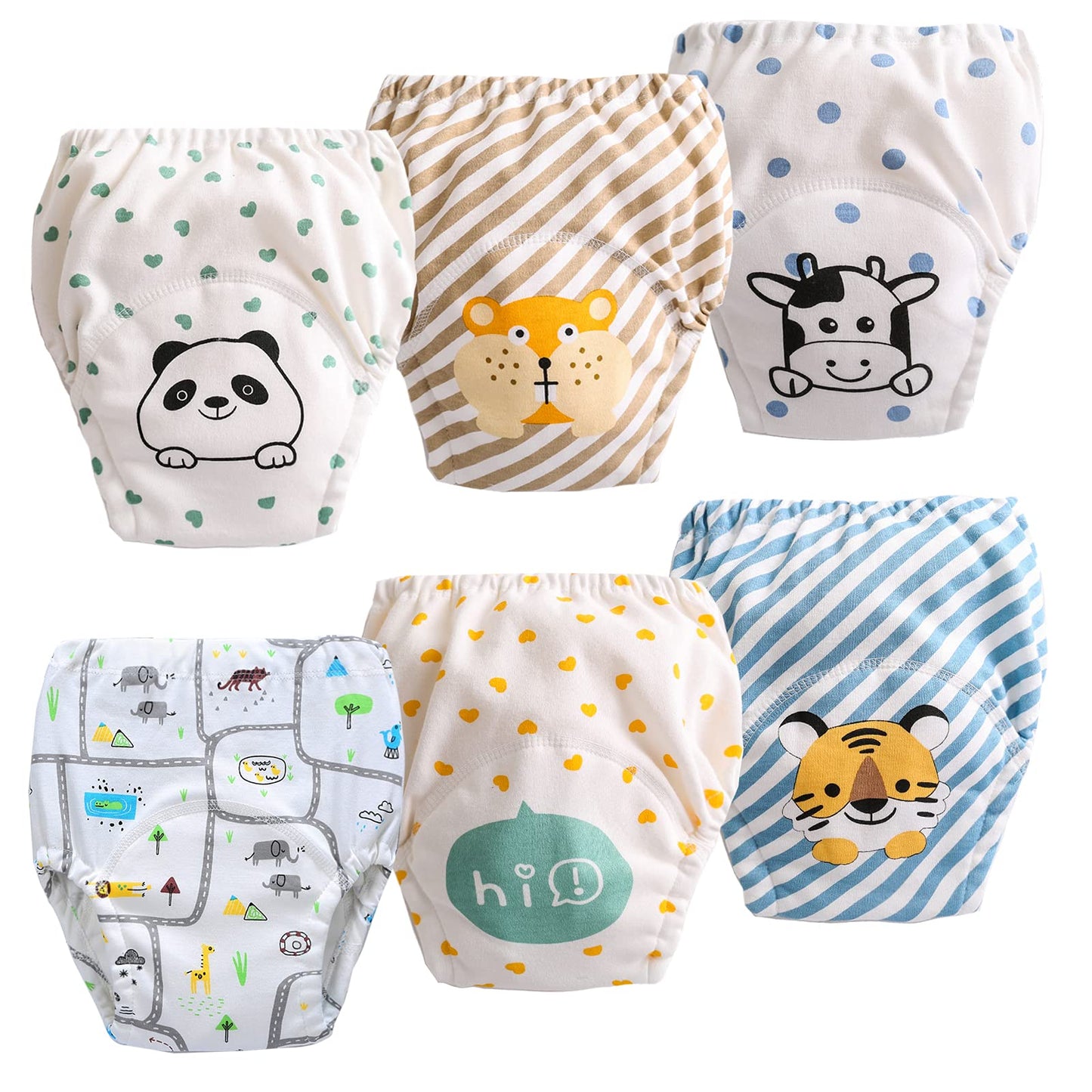 6 Pack Potty Training Pants For Boys Girls, Learning Designs Training Underwear Pants(3-4.5T)