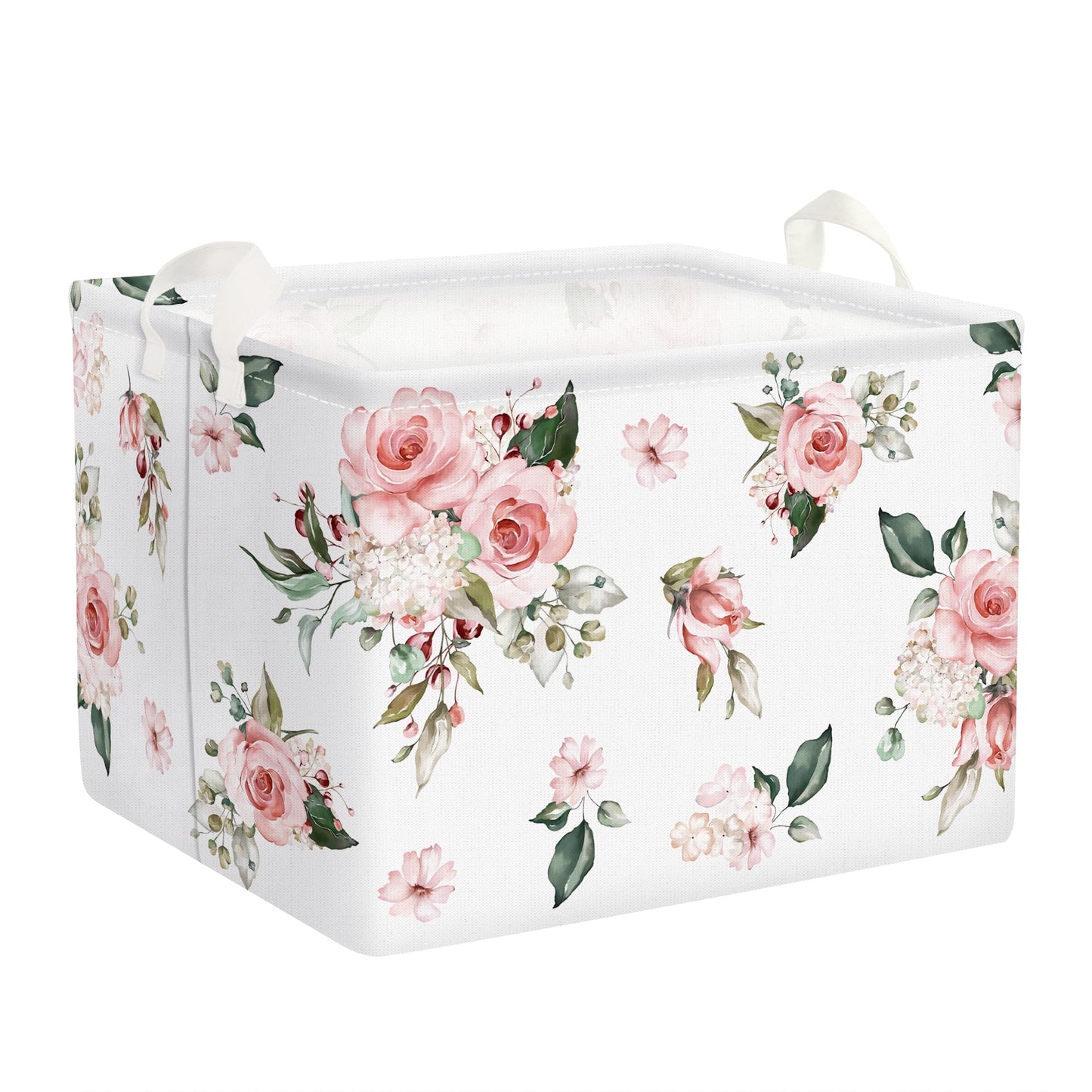 Clastyle Rectangle Rose Floral Baby Girl Gift Basket Outdoor Towel Storage Pool Toy Beach Blanket Basket Pink Flower Shelf Baske