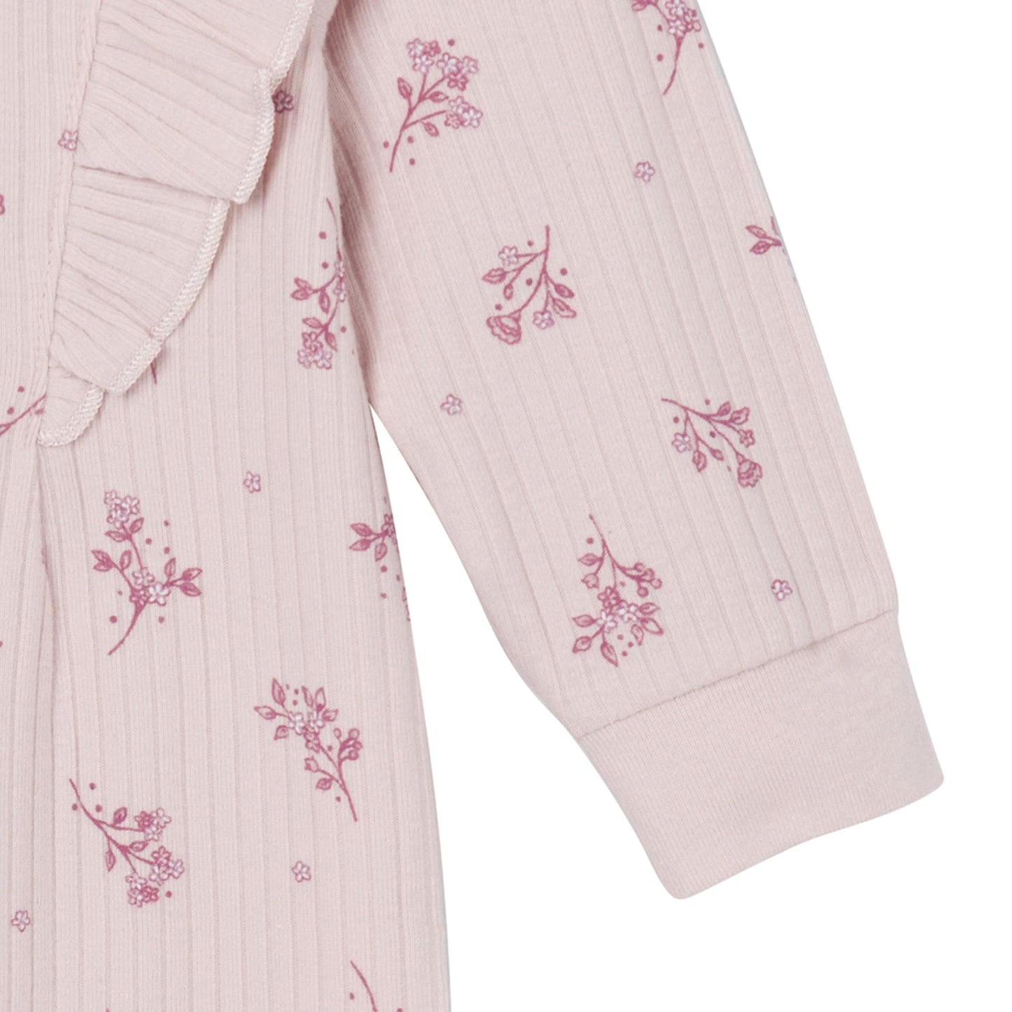 Gerber Baby Girls' Ruffle-Edge Romper, Tossed Flowers, 6-9 Months