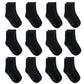 Tenpluszero 12 Pairs Non Slip Toddler Socks Crew Socks With Grips For Baby Boys Girls (Black, 1T/2T)