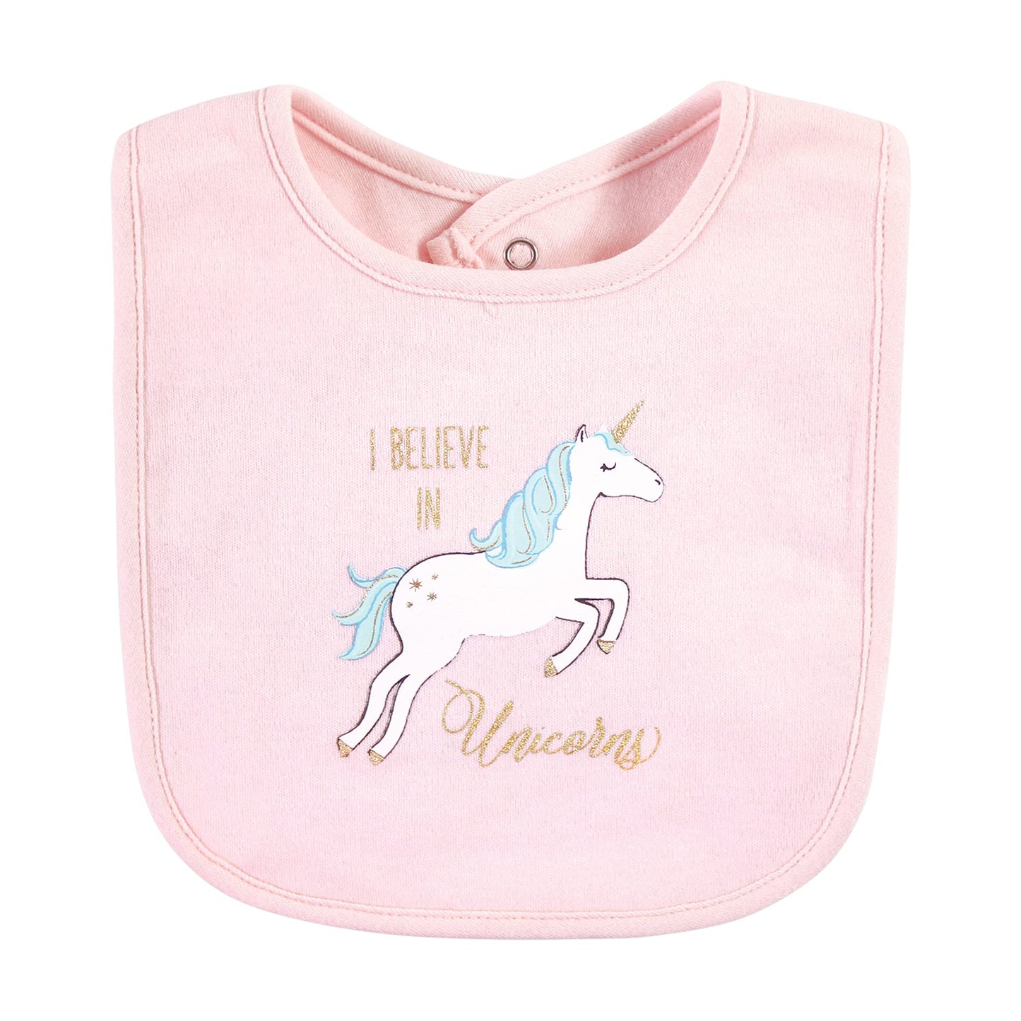 Hudson Baby Unisex Baby Cotton Bibs, Glitter Unicorn, One Size