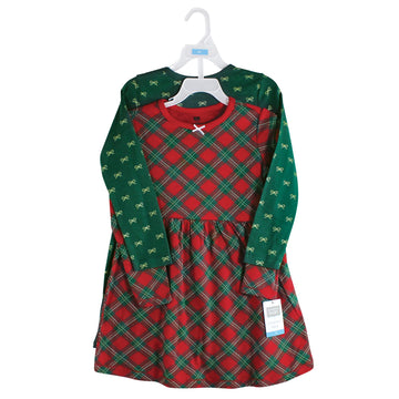 Hudson Baby Infant And Toddler Girl Cotton Dresses, Christmas Plaid, 12-18 Months
