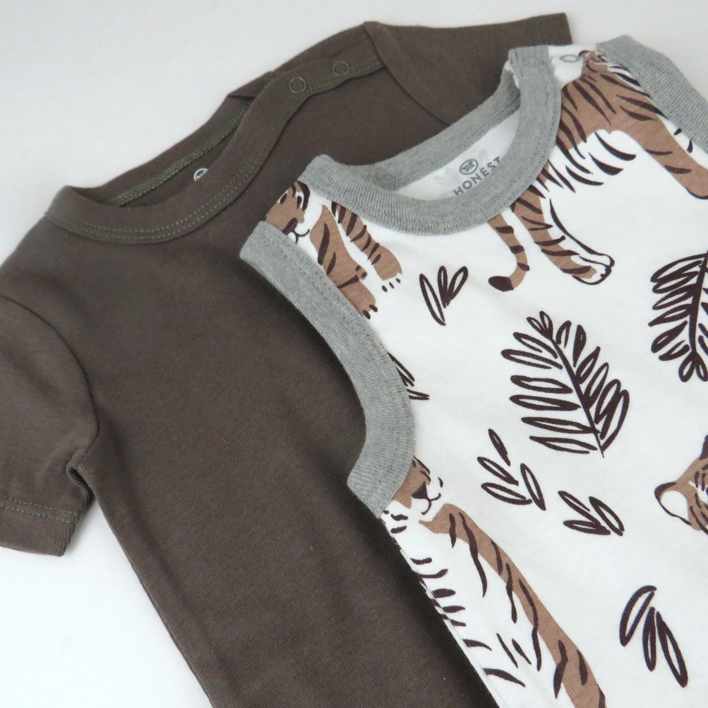 Honestbaby Multipack Short Romper Sets And Dresses 100% Organic Cotton For Infant Baby And Toddler Boys, Girls, Unisex, Tiger Cu