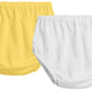 City Threads 2-Pack Baby Girls' And Baby Boys' Unisex Diaper Covers Bloomers Soft Cotton, White/Yellow, 0/3 M