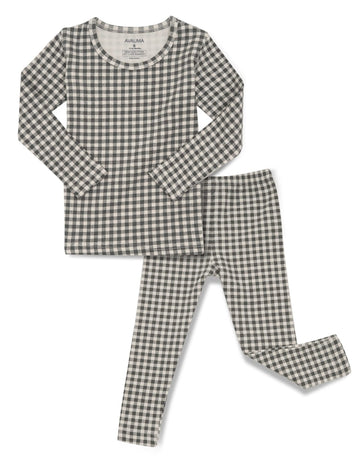 Avauma Baby Boys Girls Pajama Set 6M-7T Kids Cute Toddler Snug Fit Pattern Design Pjs Cotton Sleepwear (Check.Charcoal.L)