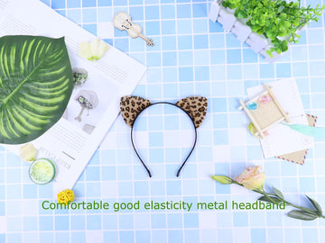 Bonnie Z. Leonardo Leopard Cat Ear Headband Furry Padded Leopard Ears Cat Leopard-F