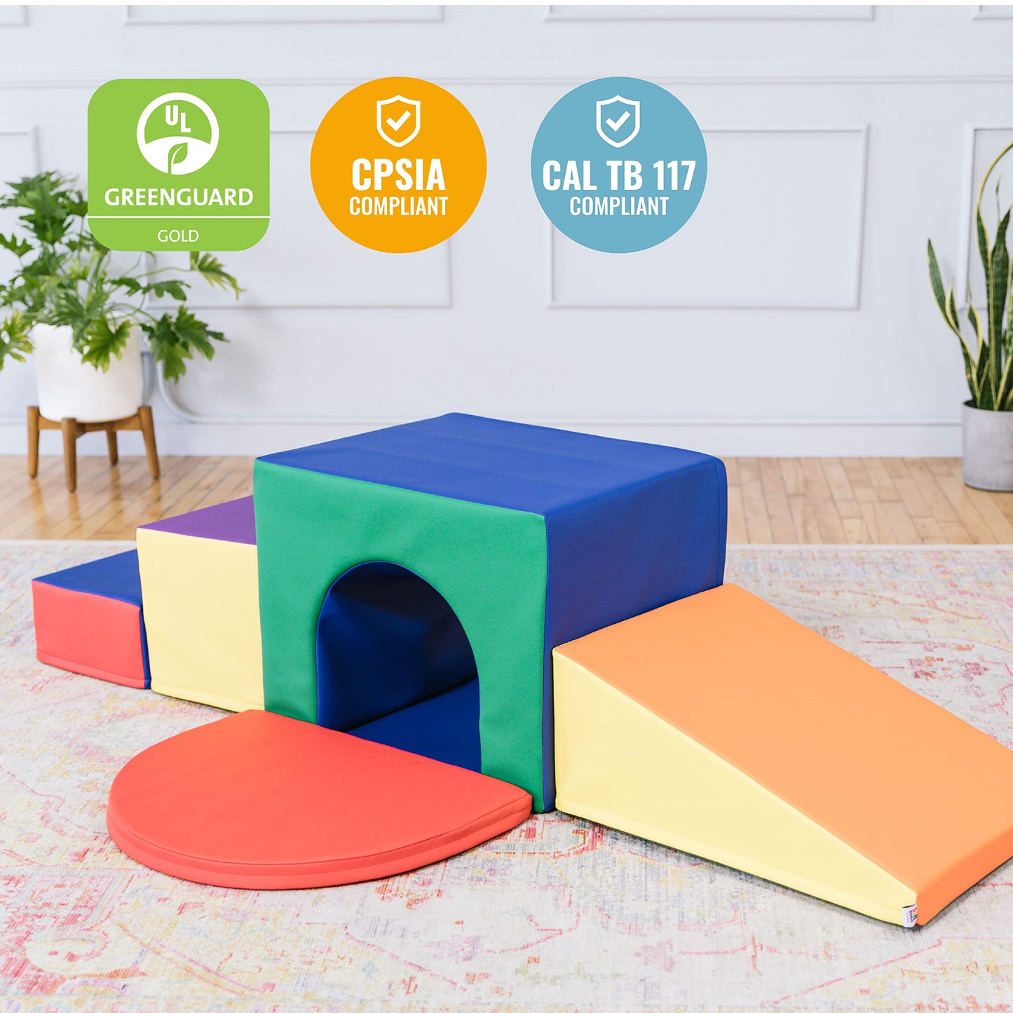 Ecr4Kids Softzone Single Tunnel Maze, Toddler Playset, Assorted, 6-Piece