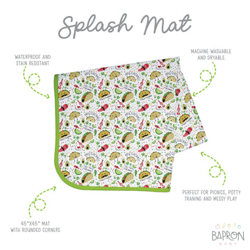 Bapronbaby Taco Party Splash Mat - Waterproof Catch-All For Under High Chairs, Floors, Tables, Playtime Or Arts & Crafts - Machi