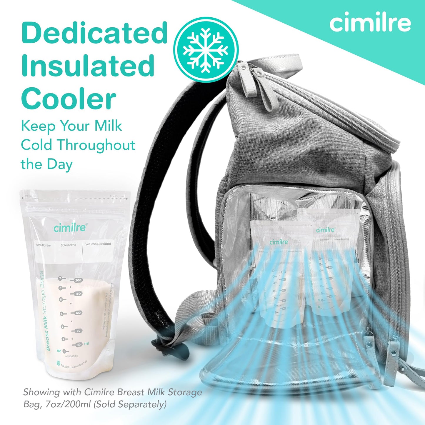 Cimilre Journey Breast Pump Backpack, Stylish & Functional Breast Pump Bag With Plenty Of Pockets & Collapsible Compartments, Ea