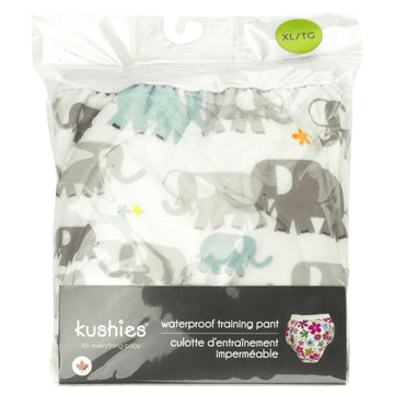 Kushies Baby Waterproof Training Pant (29-33 Pounds), White Elephants, Medium
