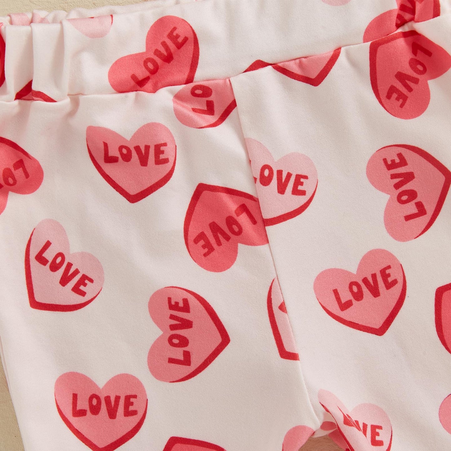 Yokjzjd Toddler Baby Girl Valentines Day Outfit Love Sweatshirt Long Sleeve T-Shirt Tops Bell Bottom Pants Set Fall Clothes (Red