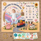 CLOTHINA Baby Monthly Milestone Photoshoot Blanket with Milestone Cards, Cotton, 115x95 cm, Animal Theme, 112 Months (Train)