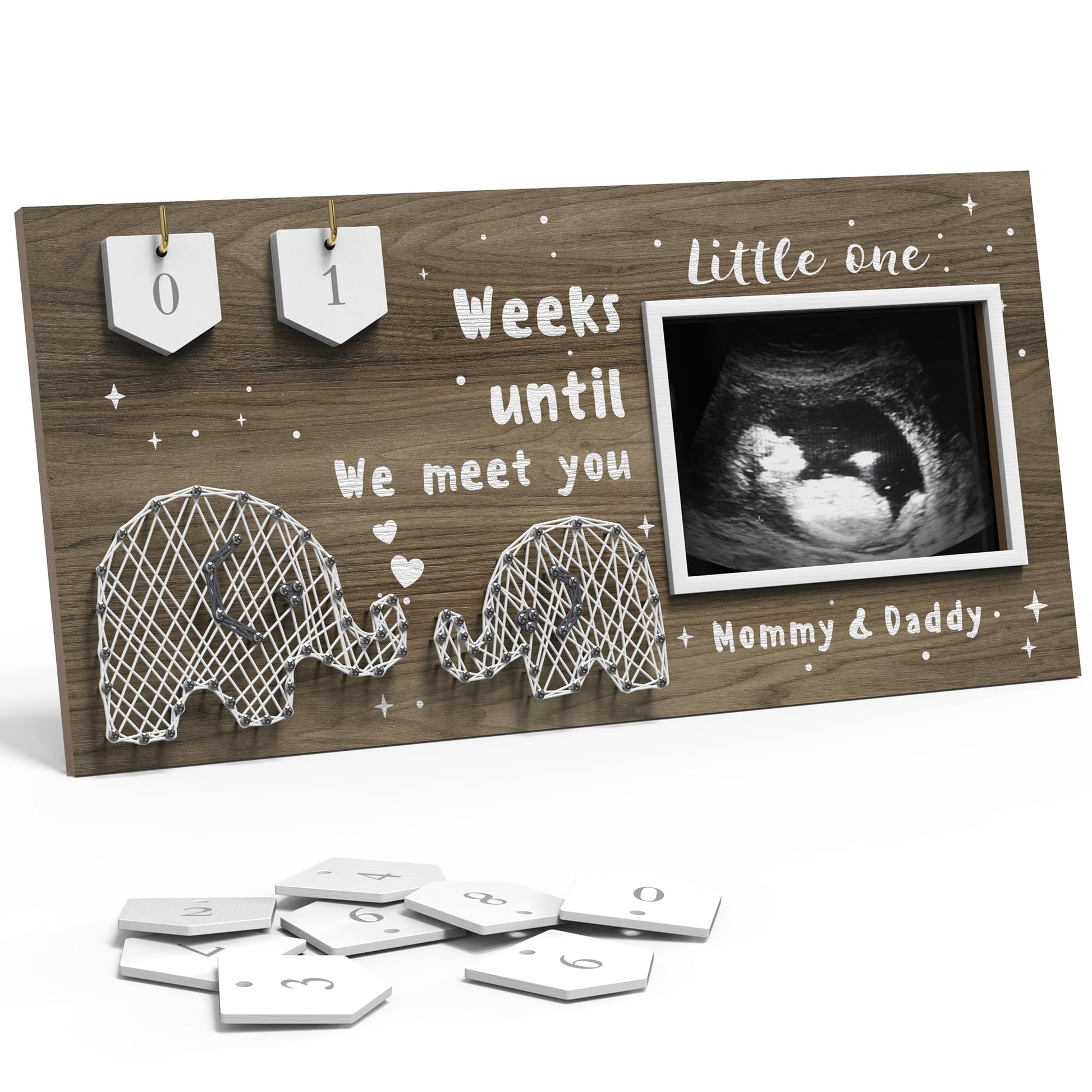 Eurset Baby Sonogram Picture Frame Countdown Weeks - Standard 4'X3' Ultrasound Photo - Pregnancy Announcements Ideas - Gender