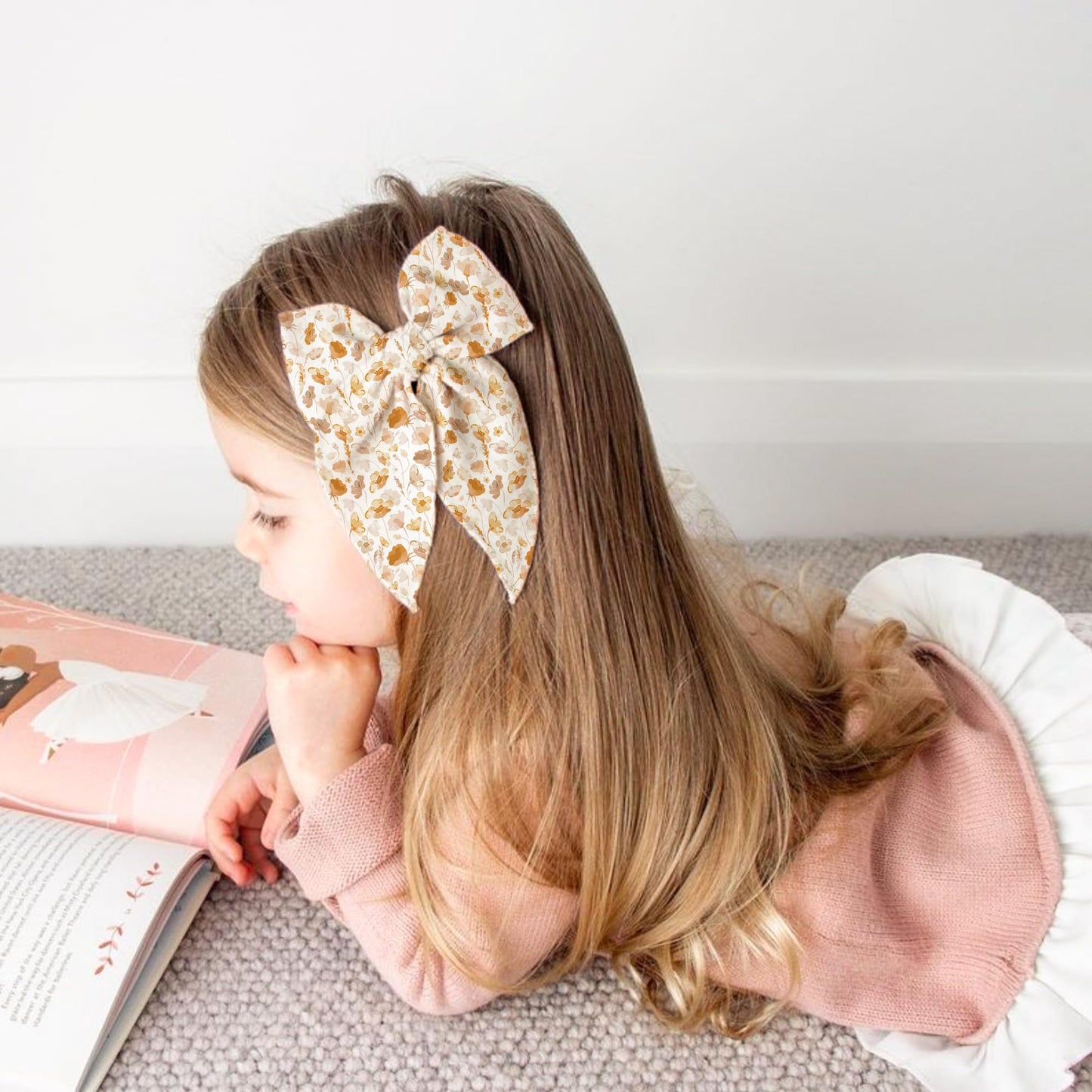 Niceye Fable Girls Hair Bows Cotton Linen Alligator Hair Clips Or Little Girls Toddlers Kids Neutral Handmade Hair Accessories -