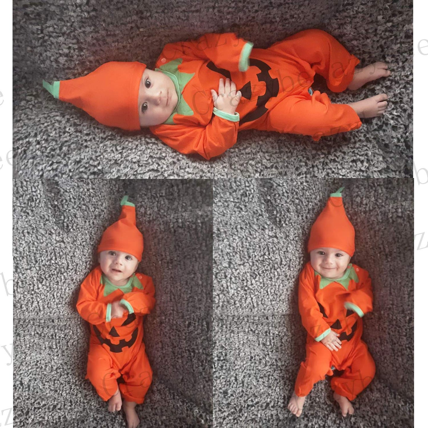 Baby Boys Girls Halloween Outfit Newborn My First Halloween Clothes Pumpkin Outfit (Orange, 3-6 Months)