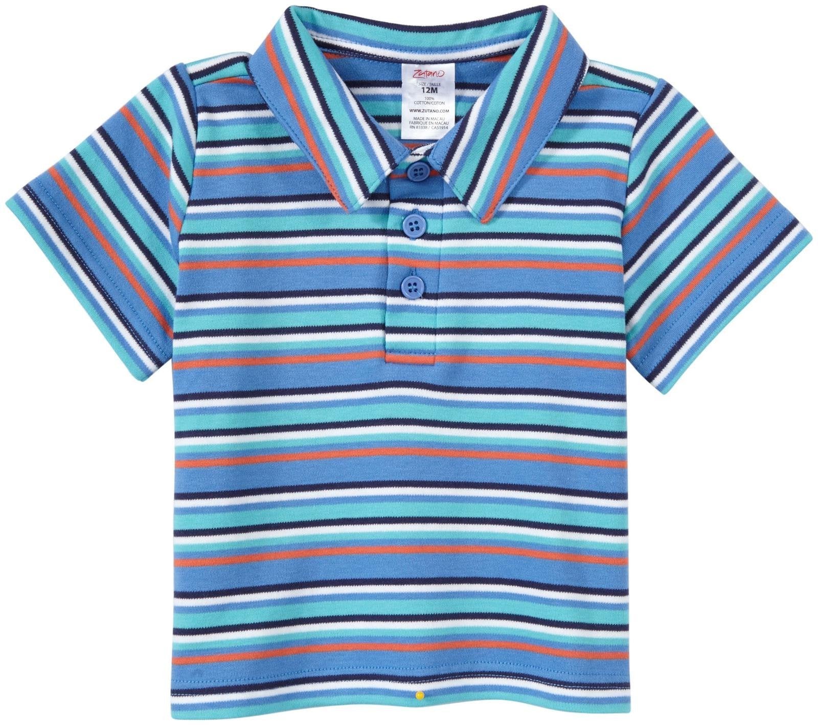 Zutano Multi Stripe Polo (Baby) - Periwinkle-18 Months –
