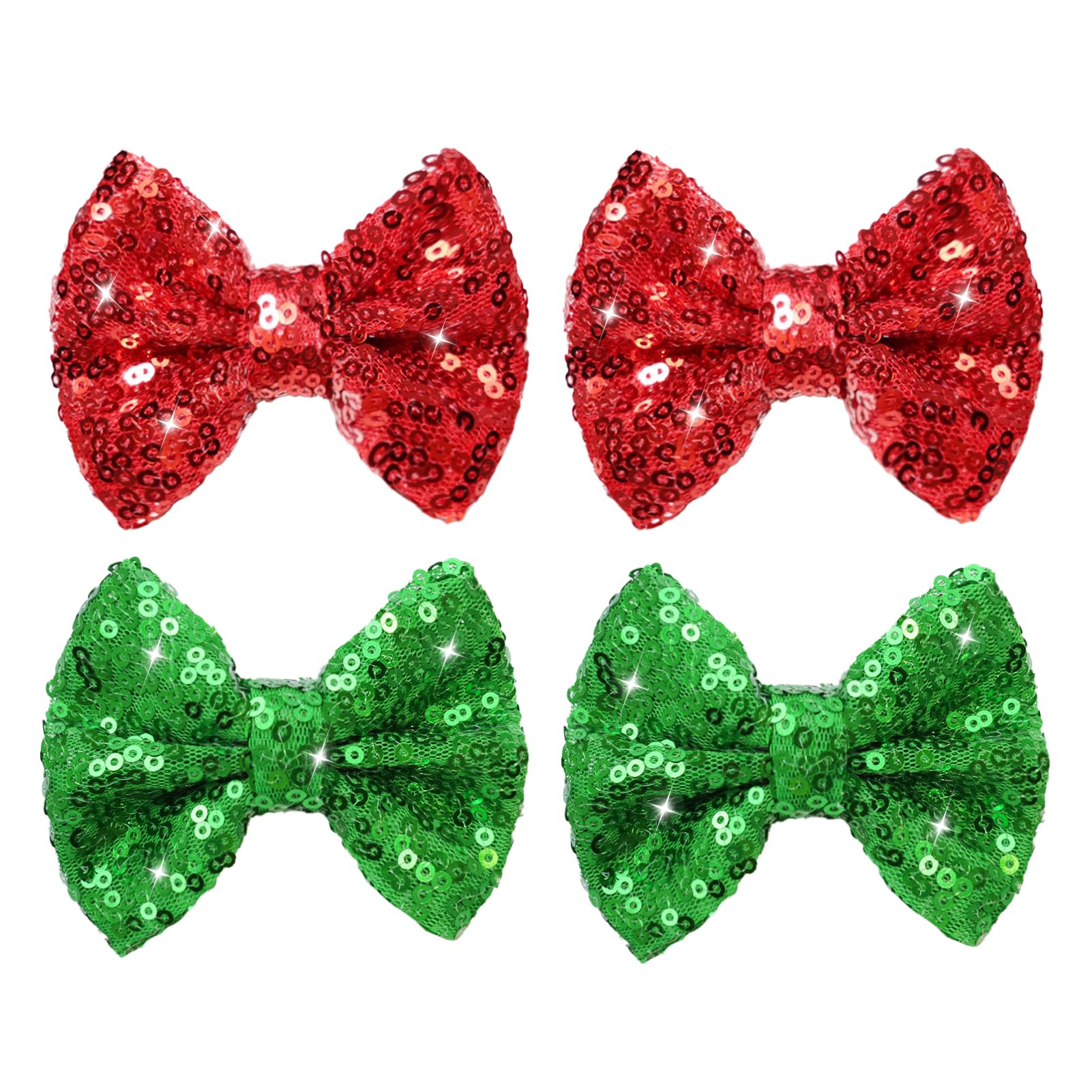 Christmas Hair Bows Clips Green Sequins Alligator Hair Clips Bows For Girls Red Glitter Barrettes Little Bow Hairpins Toddler Te