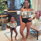 Iffei Mommy And Me Swimsuits One Piece Monokini Bathing Suits Floral Printed Family Matching Swimwear Girls: 8-9 Years