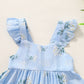 Younger Tree Toddler Girls Outfits Floral Flutter Sleeve Princess Dress Summer Clothes Line Skirts For Girls(2-3T,Blue Floral)