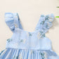 Younger Tree Toddler Girls Outfits Floral Flutter Sleeve Princess Dress Summer Clothes Line Skirts For Girls(4-5T,Blue Floral)