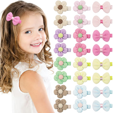 24Pcs Toddle Flower Hair Clips for Girls Baby Hair Clips Cute Floral Infant Candy Bow Non Slip Little Girls Hair Accessories for