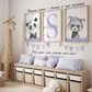 Safari Animals Girls Nursery Bedroom Unframed Set Of 3 Poster Prints, Personalized Name Pink Or Purple Flowers Wall Art Decor Ne