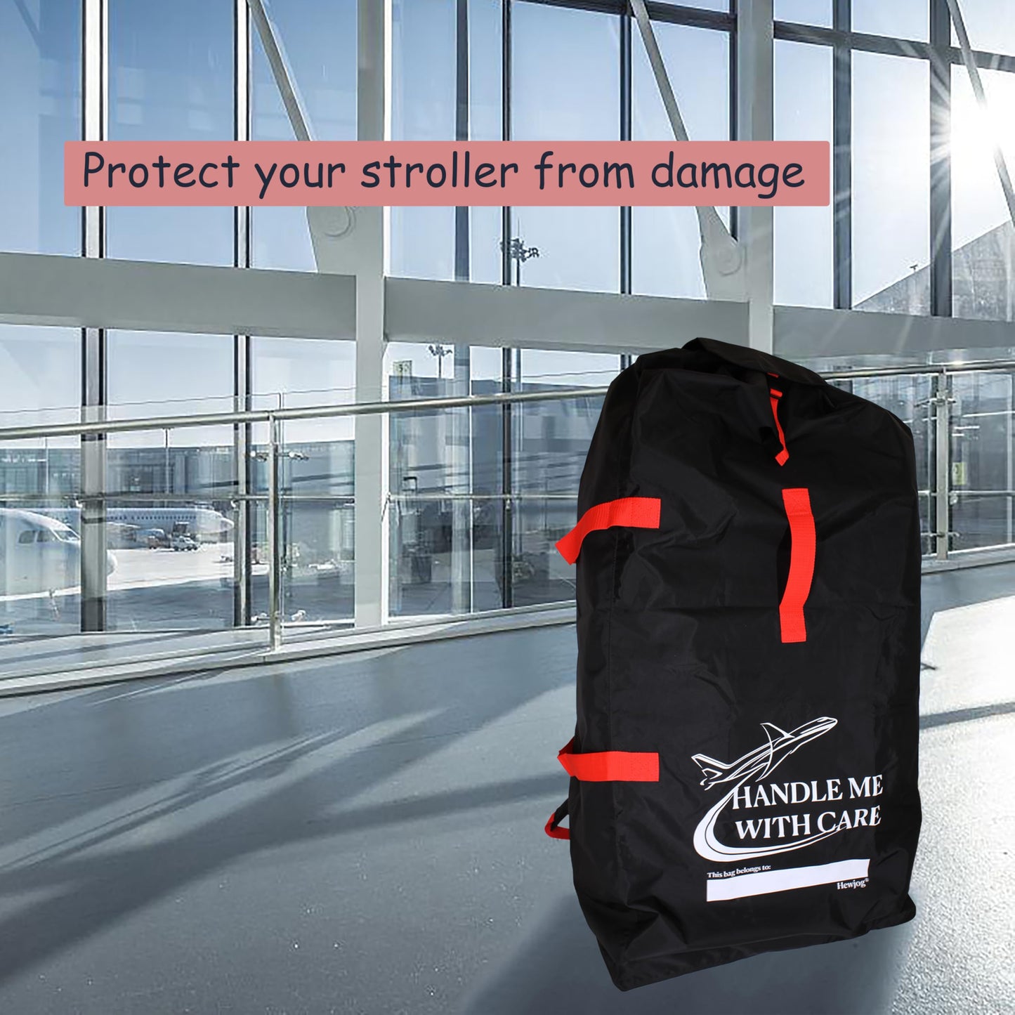 Hewjog Extra Large Stroller Travel Bag For Airplane, For Jogger Jogging & Double Strollers, Water-Resistant Padded Stroller Cove