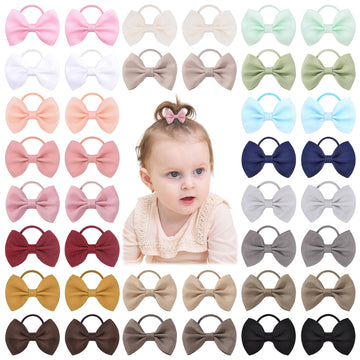choicbaby 40pcs Baby Girl Bow Hair Ties 2    Soft Elastic Hair Bows Ties No Damage Nylon Ponytail Holders Rubber Bands Small Hai