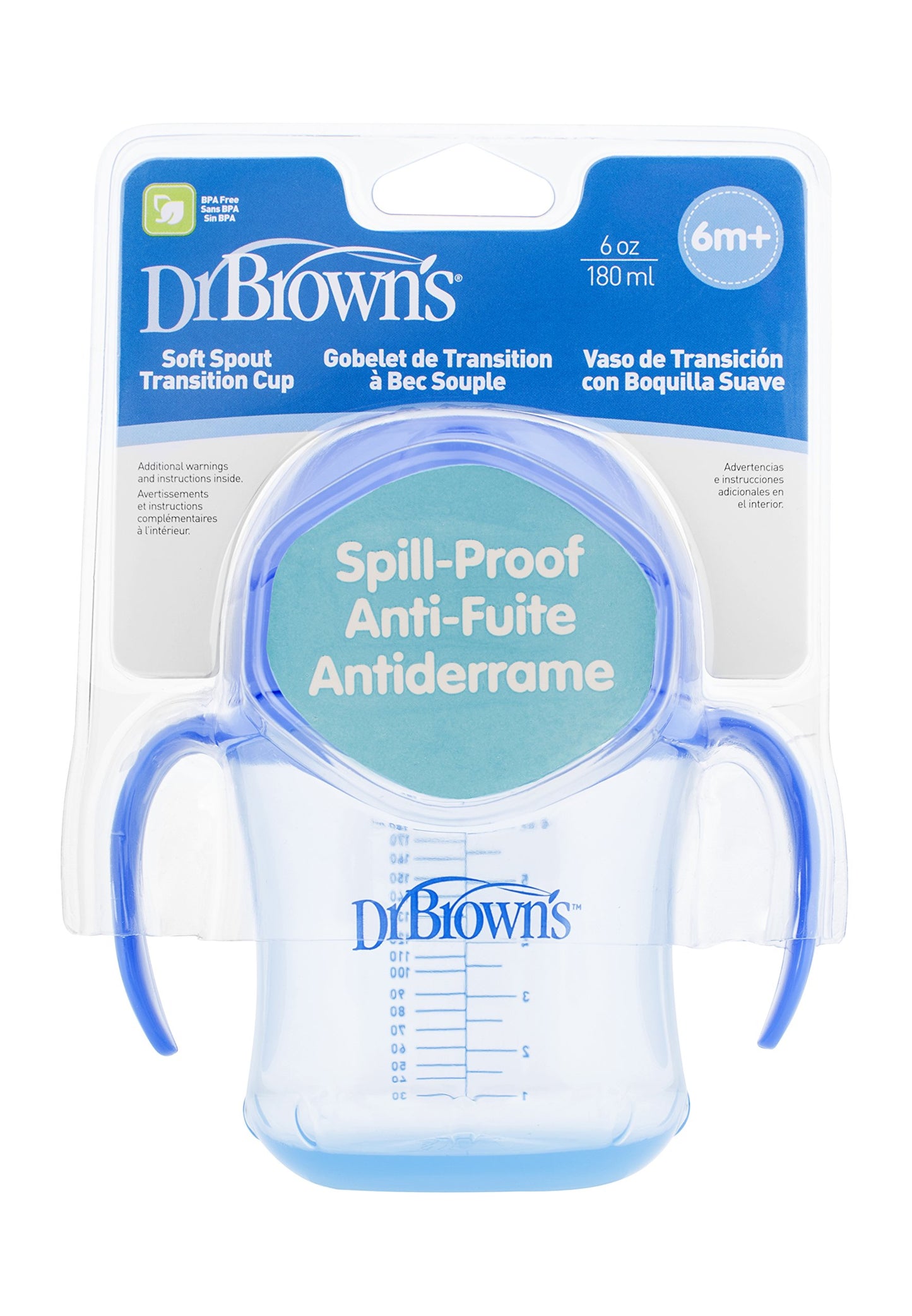 Dr. Brown'S Soft-Spout Transition Cup, 6 Oz (6M+), Blue, Single