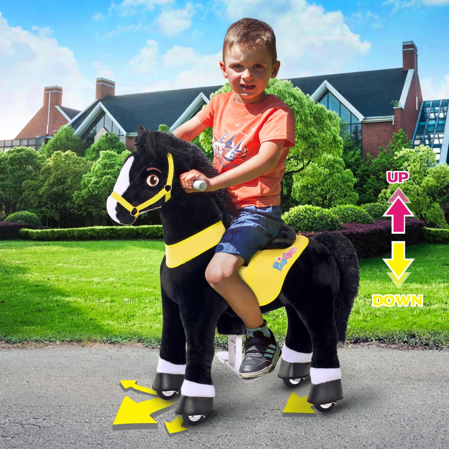 PonyCycle Pony Cycle 4-8 Ride on Pony Toy Spring Rocking Horse Riding Toy Essential Model E (35.4 Height/Size 4) Horse Rider Rid