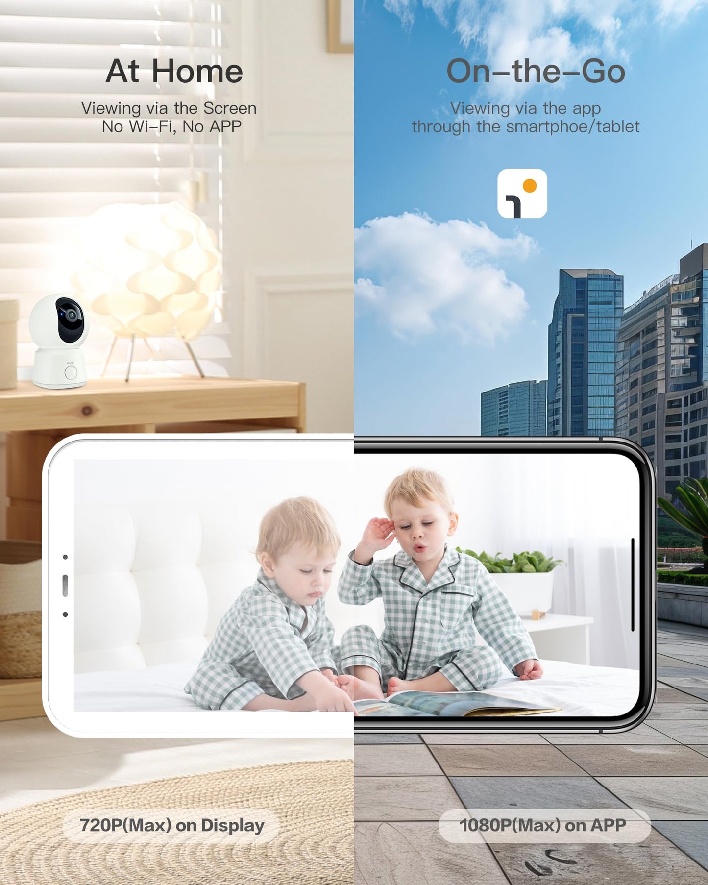 Arenti Video Baby Monitor With Camera And Audio, 5-Inch Smart Baby Camera Monitor With Free Phone App, 1080P, Vox, Ptz, One-Touc