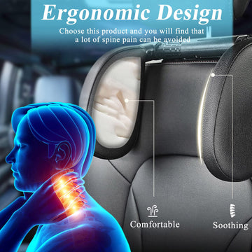 Vniyors Car Headrest Pillow, 180 Degrees Adjustable Car Seat Headrest, Head Rest Pillow For Car Suitable For Adults And Children