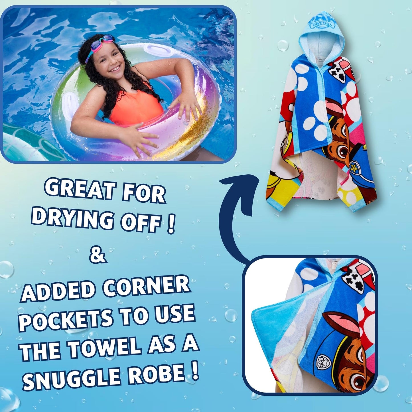 Paw Patrol Hooded Towel 100% Cotton Skye Chase Poncho Kids Beach Towel Boys Bath Towel Girls Swimming Wrap Changing Robe