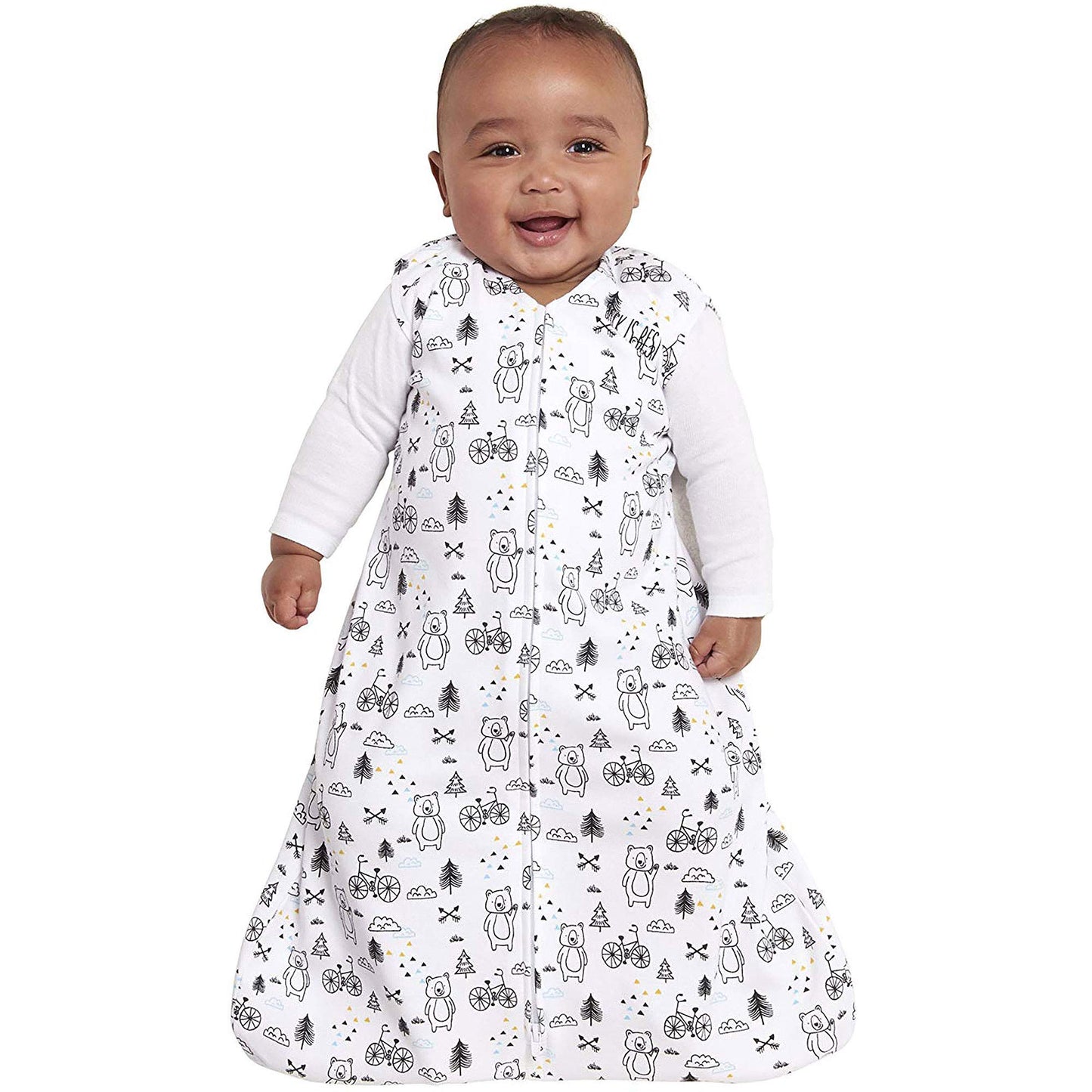 HALO SleepSack, 100% Cotton Wearable Blanket, Swaddle Transition Sleeping Bag, TOG 0.5, Huggy Bears, Medium, 6-12 Months