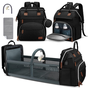 Derjunstar Diaper Bag Backpack Baby Diaper Bags Black