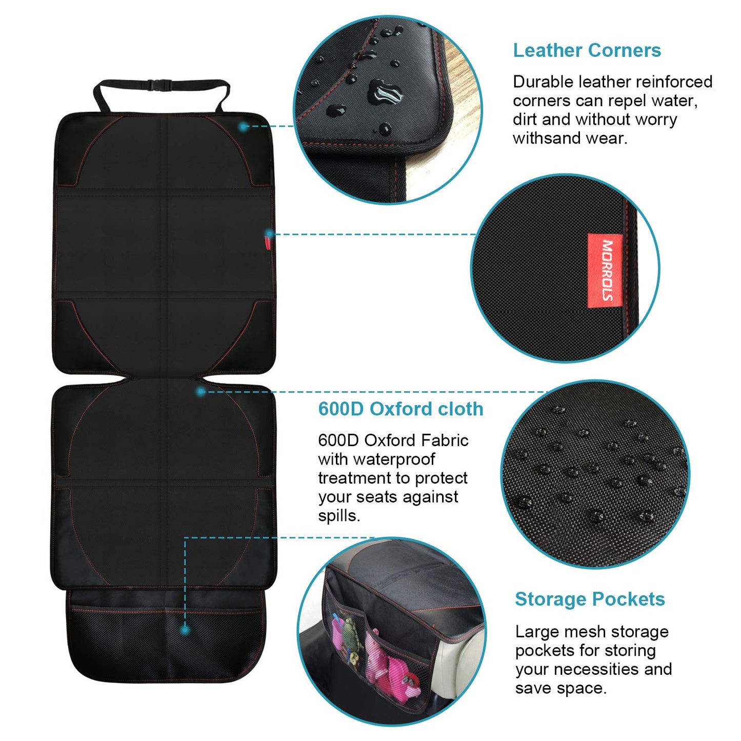 Morrols Car Seat Protector For Child, Baby, Pets -1 Pack Car Seat Cover With Thick Padding- Waterproof Universal Size With Mesh