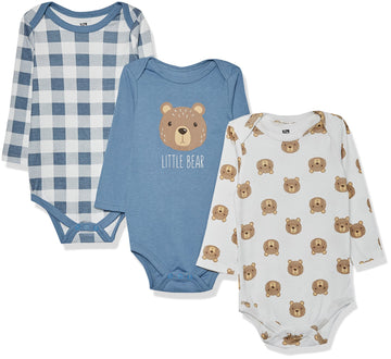 Hudson Baby Unisex Baby Cotton Long-Sleeve Bodysuits Little Bear 3-Pack, 18-24 Months