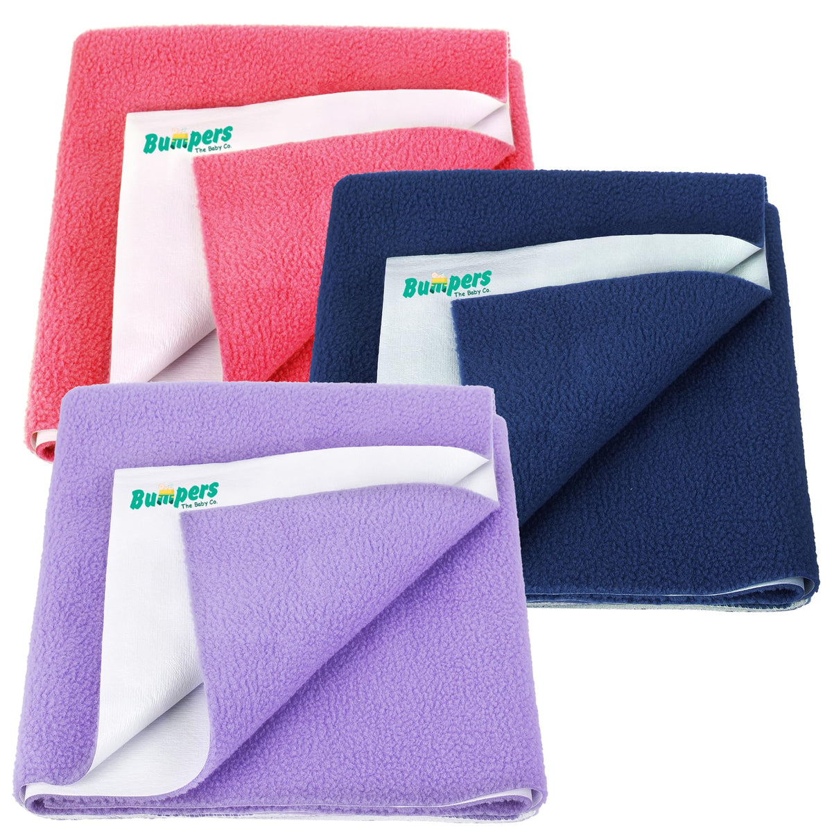 Bumpers AntiPiling Quick Dry & Absorbent Sheet Polycotton Baby Bed Protecting Waterproof Mat (Violet, Dark Blue, Salmon Rose, S