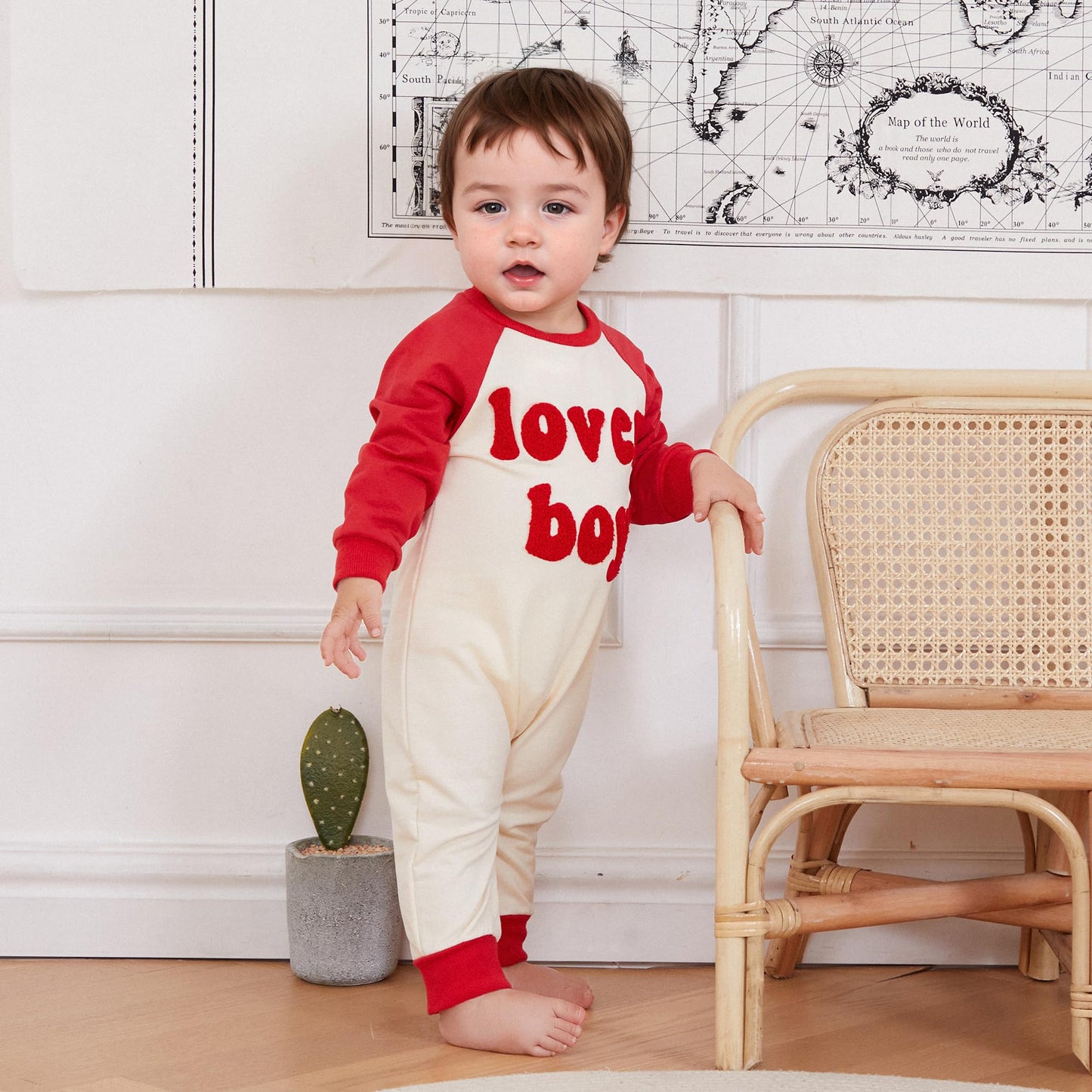 Ursobutegl Newborn Baby Boy Romper Jumpsuit Lover Boy Letter Embroidery Long Sleeve Bodysuit Sweatshirt Valentines Day Outfit (R