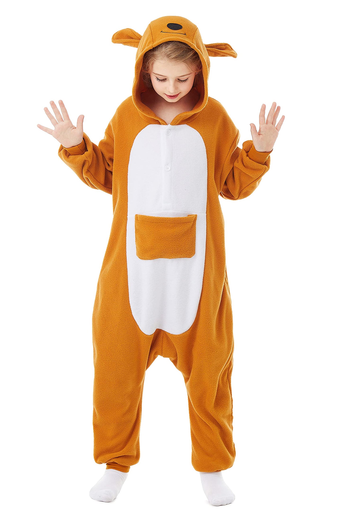 CANASOUR Unisex Anime Halloween Kids Orange Kangaroo Onesie For 8-10 Years Girls Boys One Piece Christmas Costume Party Cosplay 