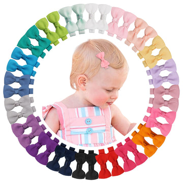 C?Llot Baby Hair Clips 40Pcs Fully Lined Tiny 2' Hair Bows Alligator Clips For Infants And Toddlers In Pairs